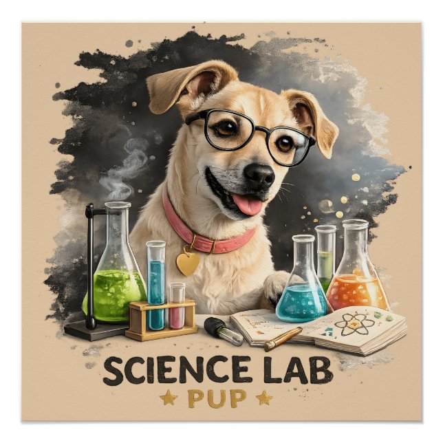 Poster Superstar du Labo Scientifique Chien Mignon avec d (Devant)