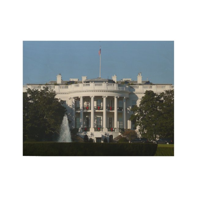 Poster Sur Bois Maison Blanche de Noël pour les vacances Washingto (Devant)