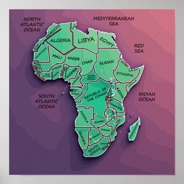 Poster sur la carte de l'Afrique (Devant)