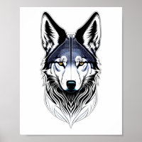 Poster sur la conception faciale du loup tribal