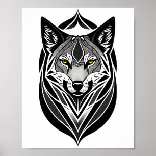 Poster sur la conception faciale du loup tribal