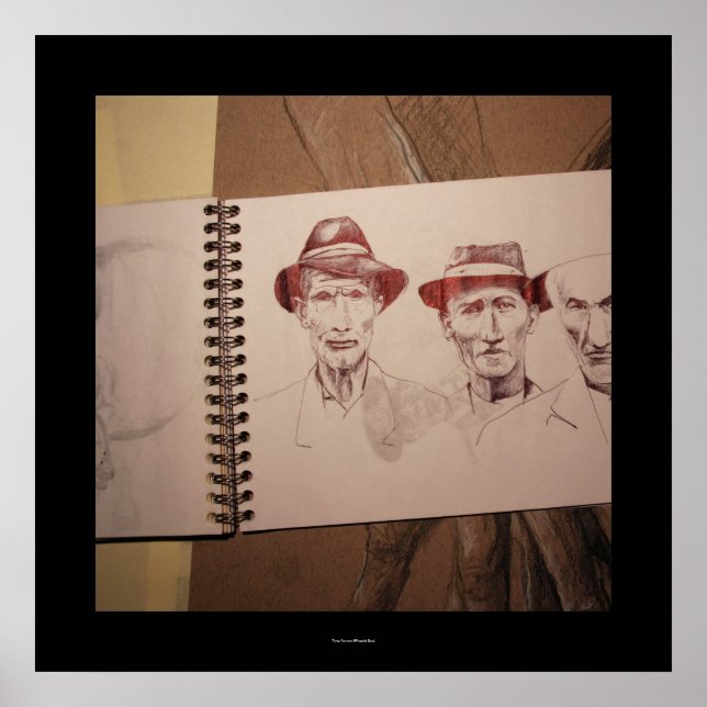 Poster sur la Grande Dépression de trois agriculte (Devant)