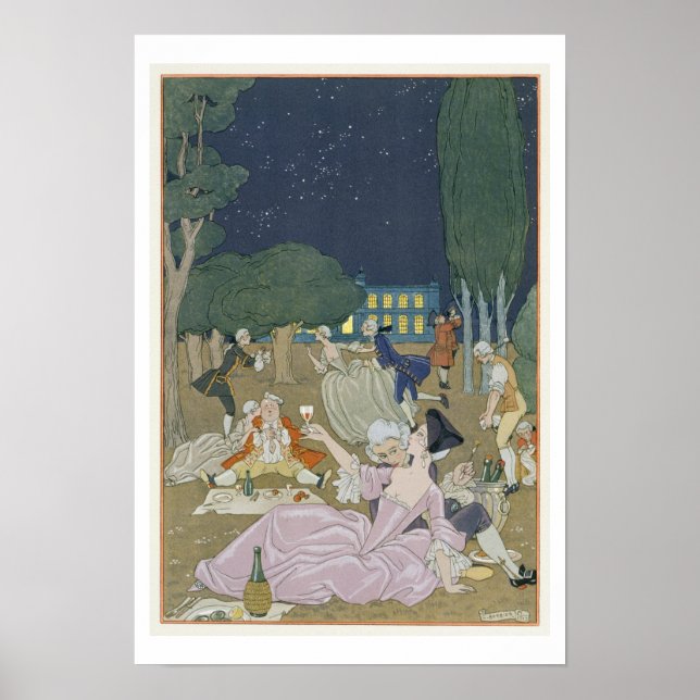 Poster Sur la pelouse, illustration pour 'Fetes Galantes' (Devant)