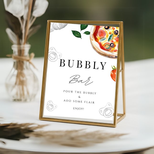Poster sur la plaque de la Pizza Bubbly Bar (Pizza Bubbly Bar Tabletop Sign Poster)