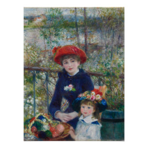 Poster Sur la terrasse, portrait impressionniste, Renoir