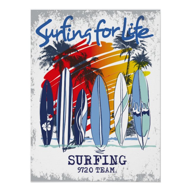 Poster sur le surf pour la vie Vibrant Retro Surf  (Devant)