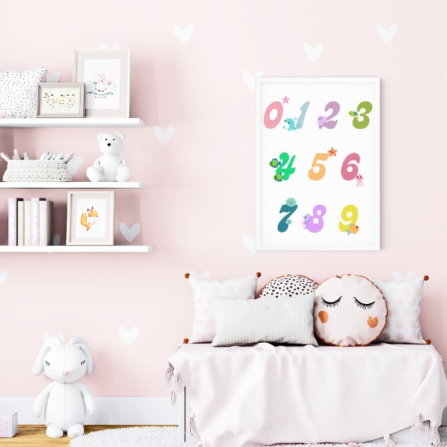 Poster sur les animaux de la mer mignonne Nombre d (Créateur téléchargé)