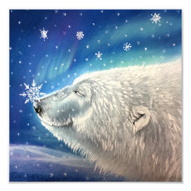 Poster sur les flocons de neige de l'ours polaire (Devant)