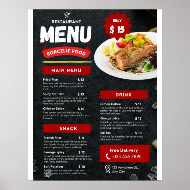Poster sur les menus alimentaires (Devant)