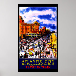 Poster sur les voyages en train de la ville vintag