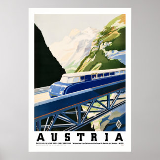 Poster sur les voyages en train en Autriche vintag