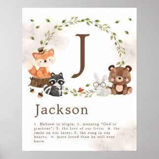 Poster sur mesure Monogramme des animaux de bois