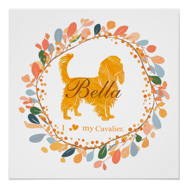 Poster sur mesure Pastel Orange Cavalier Silhouett (Devant)