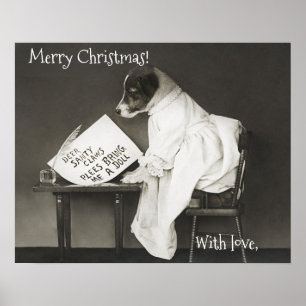 Poster sur mesure pour chien mignon Noël Accueil D