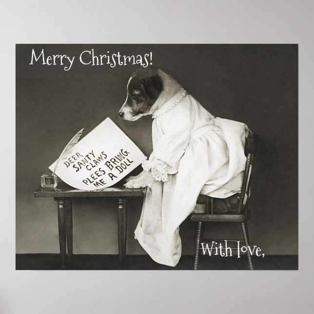 Poster sur mesure pour chien mignon Noël Accueil D (Devant)