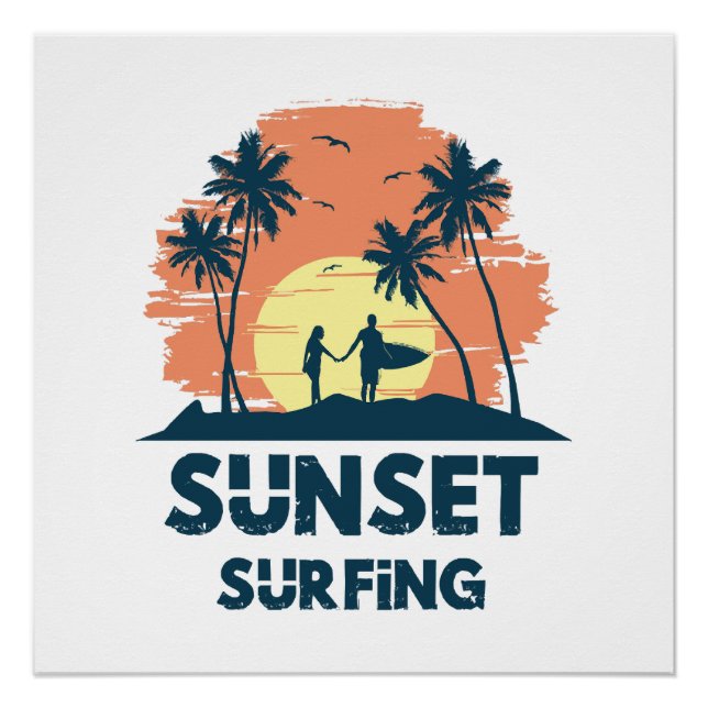 Poster Surf au coucher du soleil (Devant)