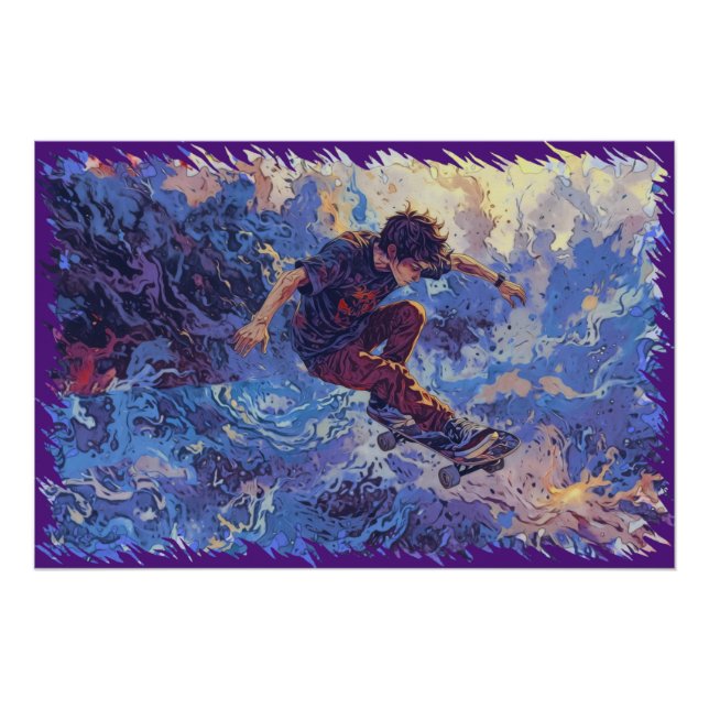 Poster Surf de skate - Skateboardeur (Devant)
