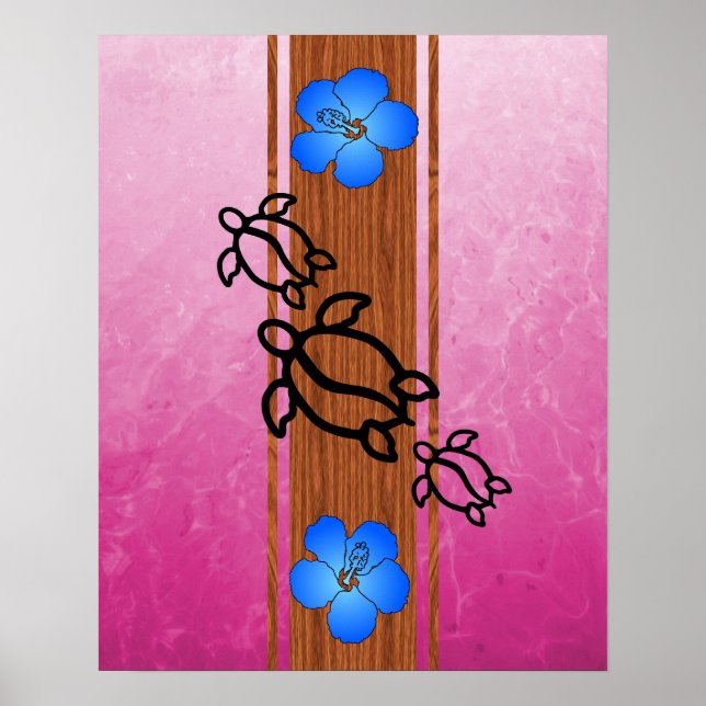 Poster Surf Retro Honu (Devant)