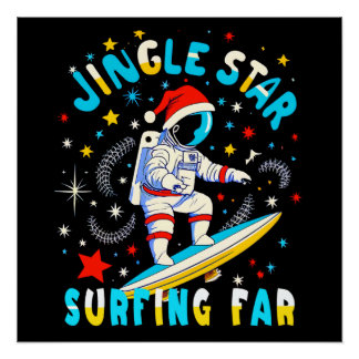 Poster Surf spatial avec Père Noël dans Cosmic Adventure