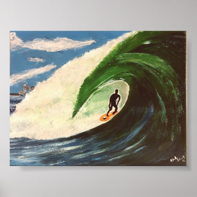 Poster Surf Surfer Le Tube Ride Wave ocean Art (Devant)
