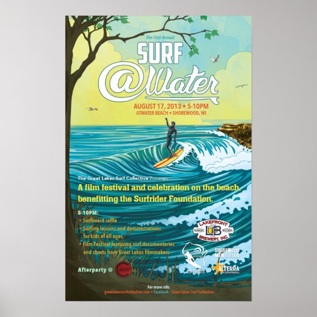 Poster surf @Water - 15" x 23" (Devant)