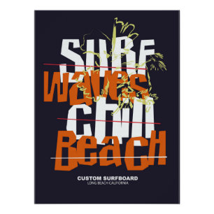 Poster Surf Waves Plage personnalisée