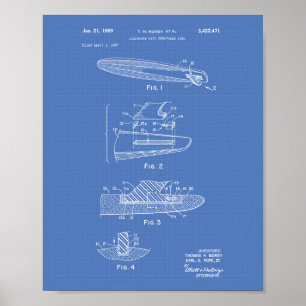Poster Surfboard 1969 Patent Art Blueprint
