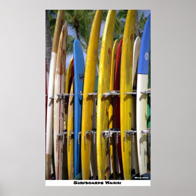 Poster Surfboards Waikiki (Devant)