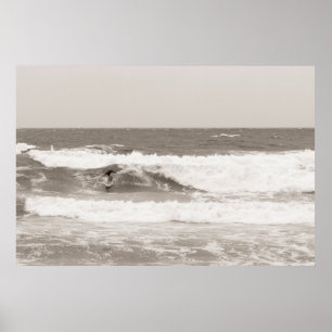 Poster Surfer practising a surfing