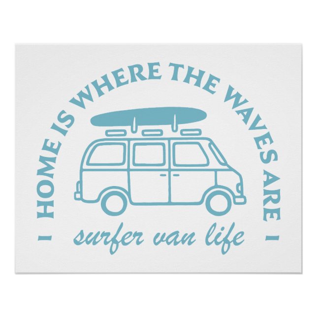 Poster Surfer van vie route voyage surf amant citations (Devant)
