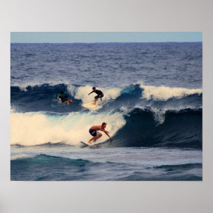 Poster Surfeurs hawaïens Imprimer