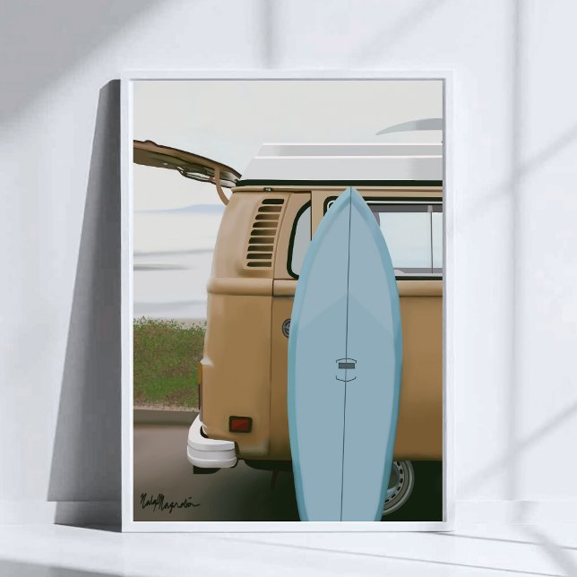 Poster Surf's Up | Plage de surf Volkswagen peinture (Créateur téléchargé)