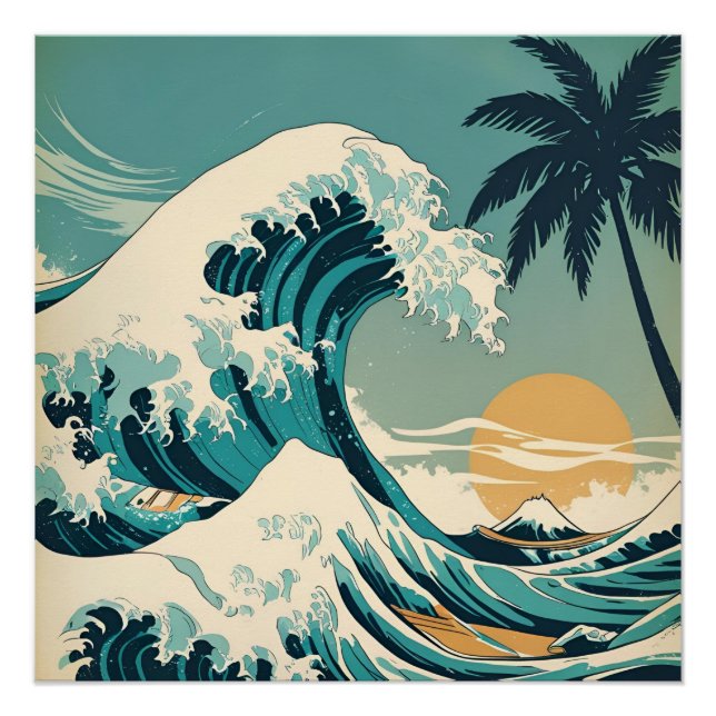 Poster Surf's Up Retro Wave Design Classic California (Devant)