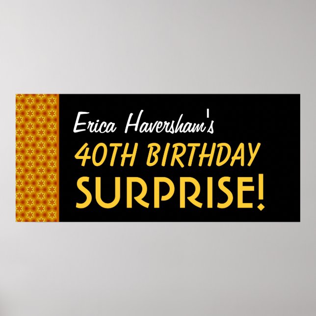 Poster Surprise 40e anniversaire ou toute année Gold Star (Devant)