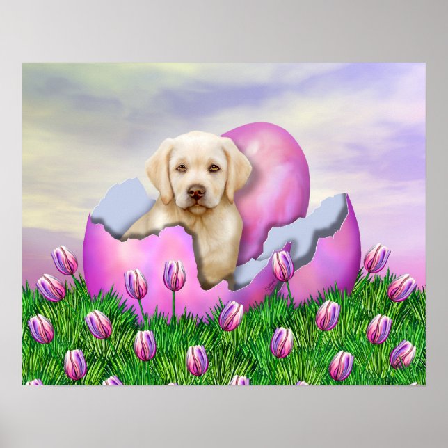 Poster Surprise de Pâques du Labrador jaune (Devant)