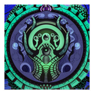 Poster surréaliste brillant Xenomul Gateway