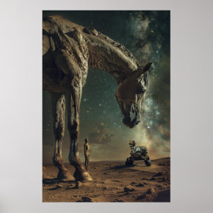 Poster surréaliste en bronze avec Dali Horse et Gi