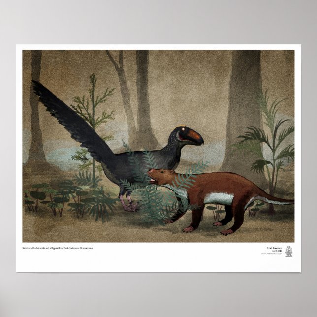 Poster Survivors: Pantolambda & Post-Cretaceous Dinosaur (Devant)