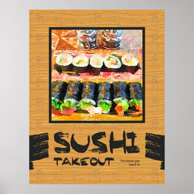 Poster Sushi Takeout Vous Savez Que Vous Voulez It Japona (Devant)