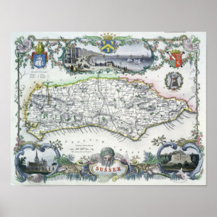 Poster Sussex, gravée par W. Schmollinger
