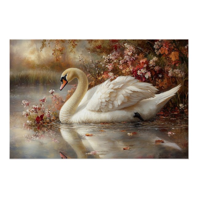 Poster Swan Pastel Autumn Foliage Peinture (Devant)