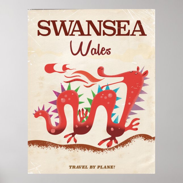 Poster Swansea Wales Dragon (Devant)