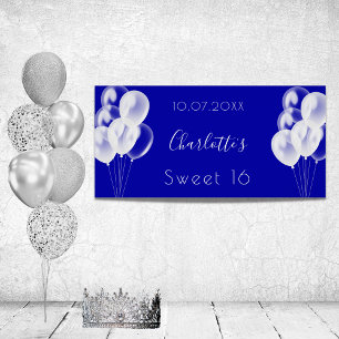 Poster Sweet 16 royal bleu blanc ballon fête