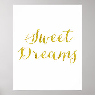 Poster Sweet Dreams Citation Gold Faux Parties scintillan