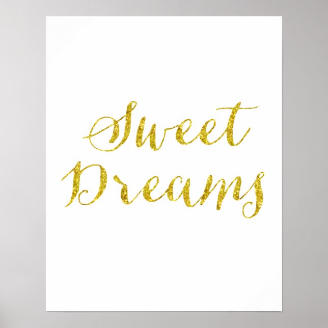 Poster Sweet Dreams Citation Gold Faux Parties scintillan (Devant)