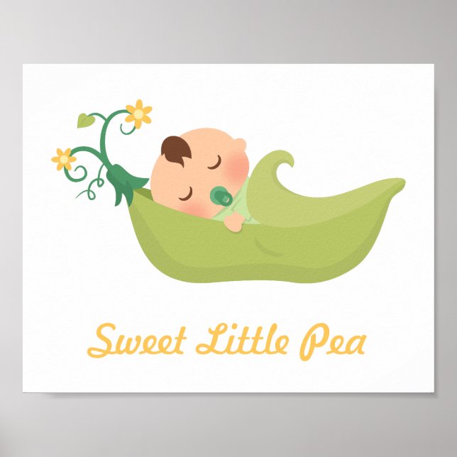 Poster Sweet Pea in a Pod Baby Boy Nursery Room Decor (Devant)