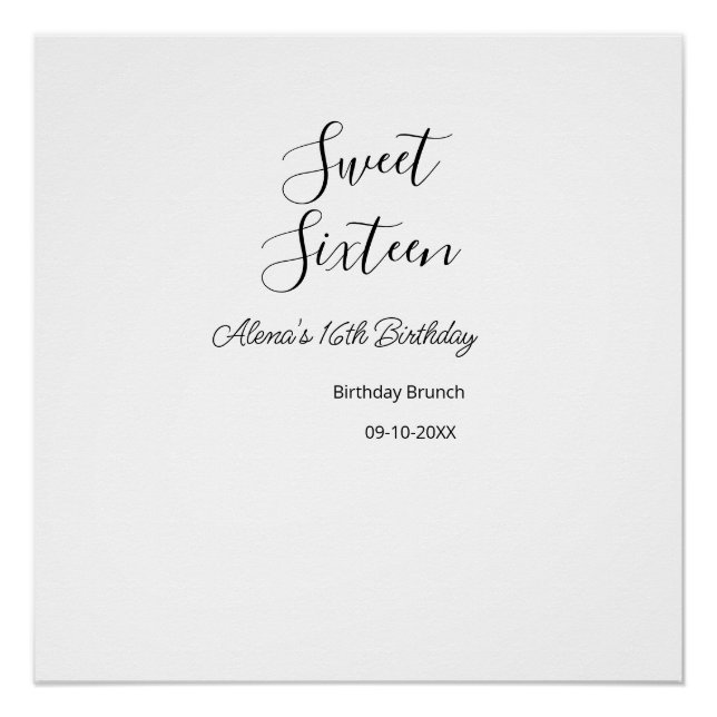 Poster Sweet sixteen anniversaire brunch 16e anniversaire (Devant)