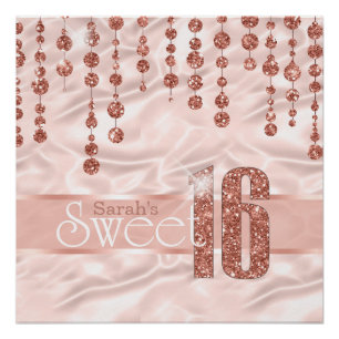 Poster Sweet sixteen de bijou satiné Rose Gold ID260