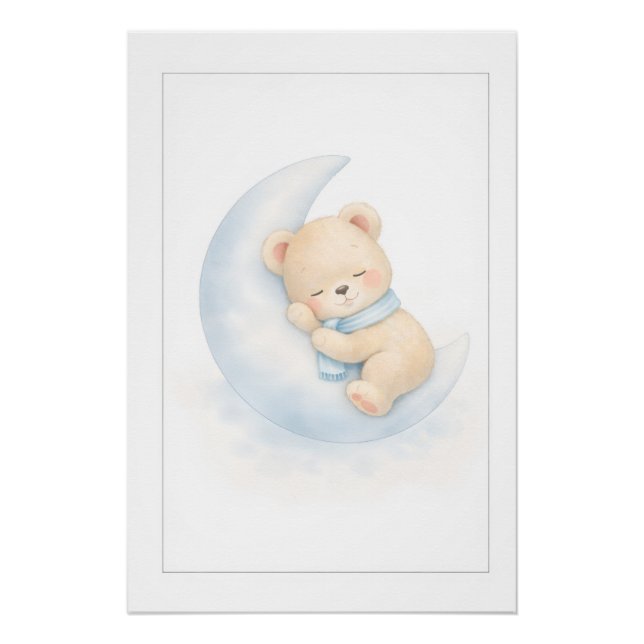 Poster Sweet Teddy Bear Illustration – Premium Nursery Wa (Devant)