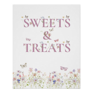 Poster Sweets and Traitements Favors Butterfly Floral Gar